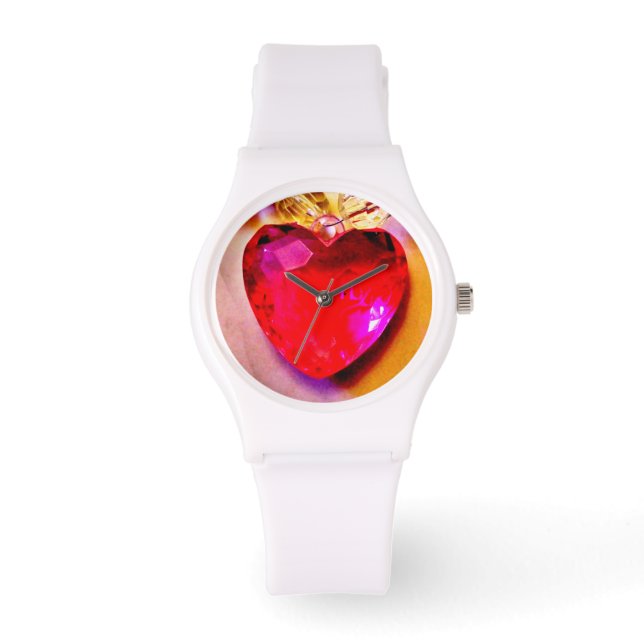 rosa Herz Armbanduhr (Vorderseite)