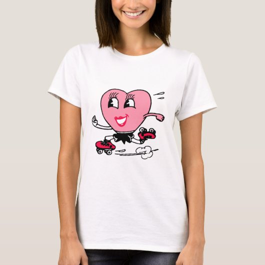 Rosa Herz auf Rollen-Skaten T-Shirt (Vorderseite)