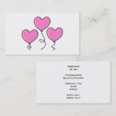 Rosa Herz-Ballon mit schwarzem Entwurf Visitenkarte (Vorne/Hinten)
