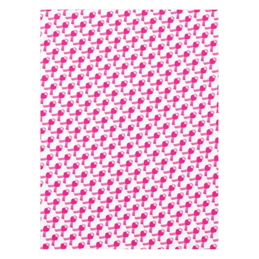 Rosa Herz-Band-Brustkrebs-Bewusstsein Tischdecke (Vorderseite)