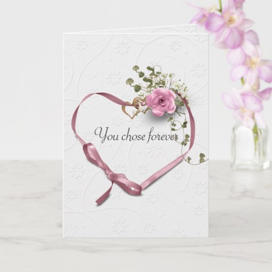 Rosa Herz-Band und Gold Hochzeiten Rings Karte (Orchidee)