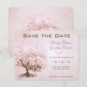 Rosa Herz Baum Hochzeit Save the Date (Vorne/Hinten)