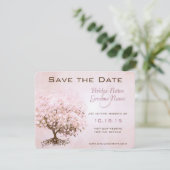 Rosa Herz Baum Hochzeit Save the Date (Stehend Vorderseite)