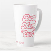 Rosa Herz Beste Mama je Kind Name Latte Tasse (Rechte Ecke)
