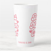 Rosa Herz Beste Mama je Kind Name Latte Tasse (Vorderseite)
