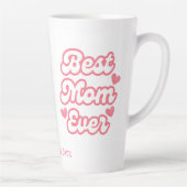 Rosa Herz Beste Mama je Kind Name Latte Tasse (Rechts)