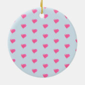 Rosa Herz-blaue Hintergrund-Verzierung Keramik Ornament (Hinten)