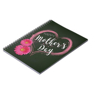 Rosa Herz Blume Muttertag - Notebook Notizblock