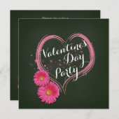 Rosa Herz Blume Valentinstag Party Einladung (Vorne/Hinten)