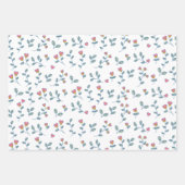 Rosa Herz Blumen-Ditsy-Weiß-Muster Geschenkpapier Set (Vorderseite)