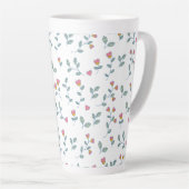 Rosa Herz Blumen-Ditsy-Weiß-Muster Milchtasse (Rechte Ecke)