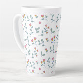 Rosa Herz Blumen-Ditsy-Weiß-Muster Milchtasse (Linke Ecke)