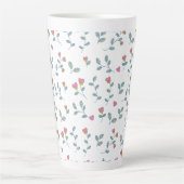 Rosa Herz Blumen-Ditsy-Weiß-Muster Milchtasse (Vorderseite)