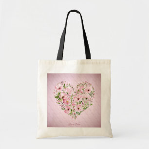 Rosa Herz Blumen-Tasche Tragetasche