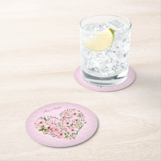 Rosa Herz Blumenpapier Untersetzer (Vor Ort)