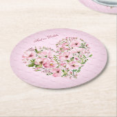 Rosa Herz Blumenpapier Untersetzer (Angewinkelt)