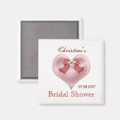 Rosa Herz, Bogen, Blume Brautparty Magnet (Vorderseite/Rückseite)