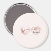Rosa Herz Brille Liebe Magnet (Vorderseite/Rückseite)