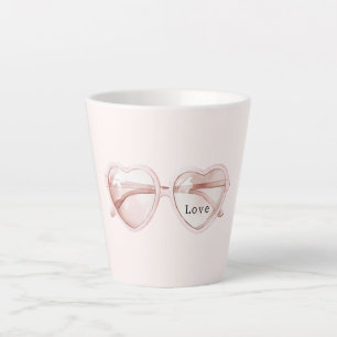 Rosa Herz Brille Liebe Milchtasse