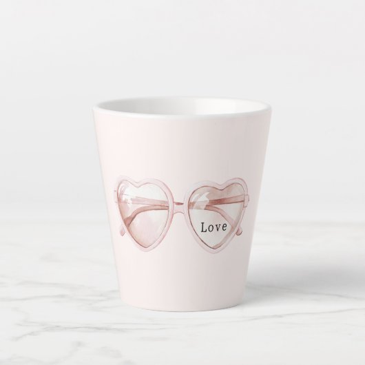 Rosa Herz Brille Liebe Milchtasse (Vorderseite)