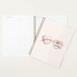Rosa Herz Brille Liebe Planer