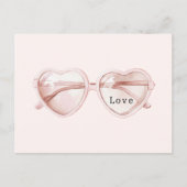 Rosa Herz Brille Liebe Postkarte (Vorderseite)