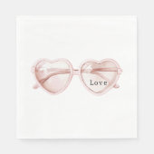Rosa Herz Brille Liebe Serviette (Vorderseite)