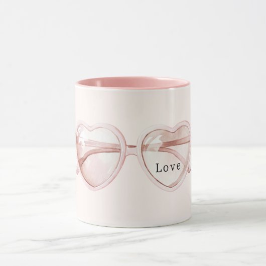 Rosa Herz Brille Liebe Tasse (Zentrum)