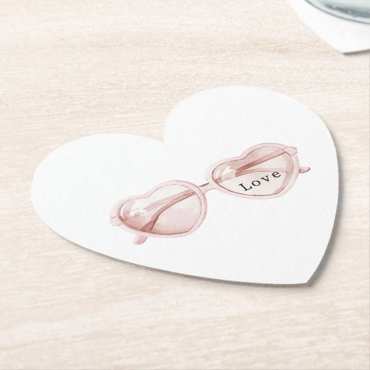 Rosa Herz Brille Liebe Untersetzer (angewinkelt)