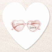 Rosa Herz Brille Liebe Untersetzer (Vorderseite)