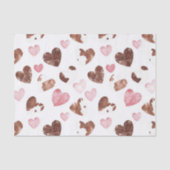 Rosa Herz Brown Kakaokuh Print Birthday Seidenpapier (Vorderseite)