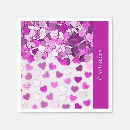 Rosa Herz Confetti Napkins Serviette (Vorderseite)