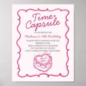 Rosa Herz Coquette Cherry Cake Bday Time Kapsel Poster (Vorne)