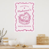 Rosa Herz Coquette Kuchen Brautparty Willkommen Poster (Küche)
