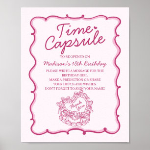 Rosa Herz Coquette Kuchen Geburtstag Kapsel Poster