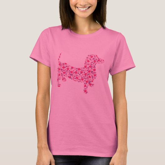 Rosa Herz-Dackel T-Shirt (Vorderseite)