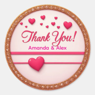 💖 Rosa Herz Dankeschön Hochzeitsgeschenk 💖 Runder Aufkleber