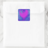 Rosa Herz der Liebe Quadratischer Aufkleber (Tasche)