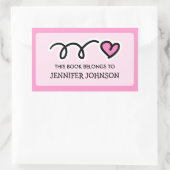 Rosa Herz Dieses Buch gehört zum Aufkleber (Tasche)