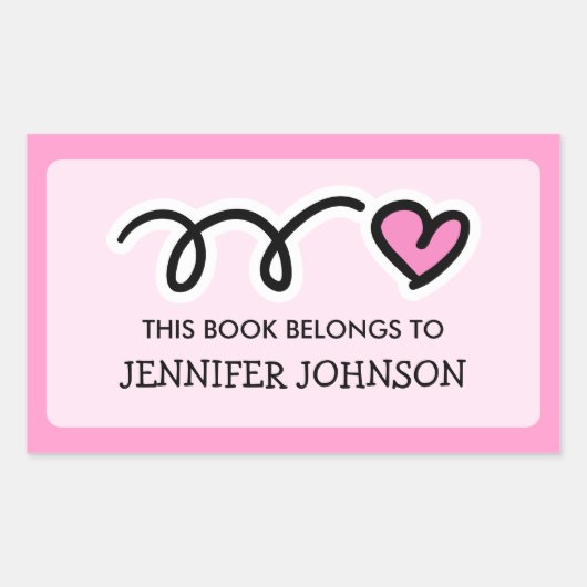 Rosa Herz Dieses Buch gehört zum Aufkleber (Vorderseite)