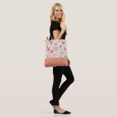 Rosa Herz-Doodles Valentinstag-Farbenblock Tasche (Am Model)