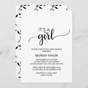 rosa Herz Einfache schwarze Kalligrafie Es ist e Einladung