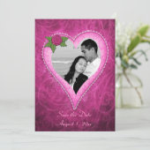 Rosa Herz Elegante Save The Date (Stehend Vorderseite)