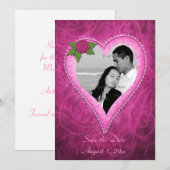 Rosa Herz Elegante Save The Date (Vorne/Hinten)