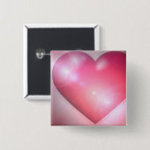 Rosa Herz-Entwurfs-Quadrat-Button Button (Vorne & Hinten)