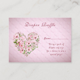 Rosa Herz Floral Babydusche Umschließung Begleitkarte