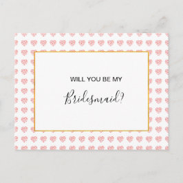 Rosa Herz florale Garland Matron der Ehre Einladungspostkarte
