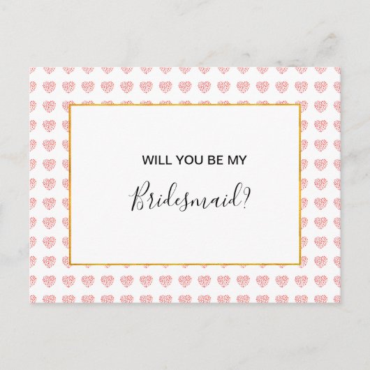 Rosa Herz florale Garland Matron der Ehre Einladungspostkarte (Vorderseite)