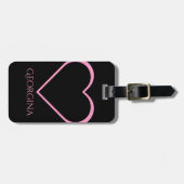 Rosa Herz-Form + Personalisierter Name Gepäckanhänger (Vorderseite horizontal)