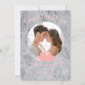 Rosa Herz-Foto Save the Date (Vorderseite)